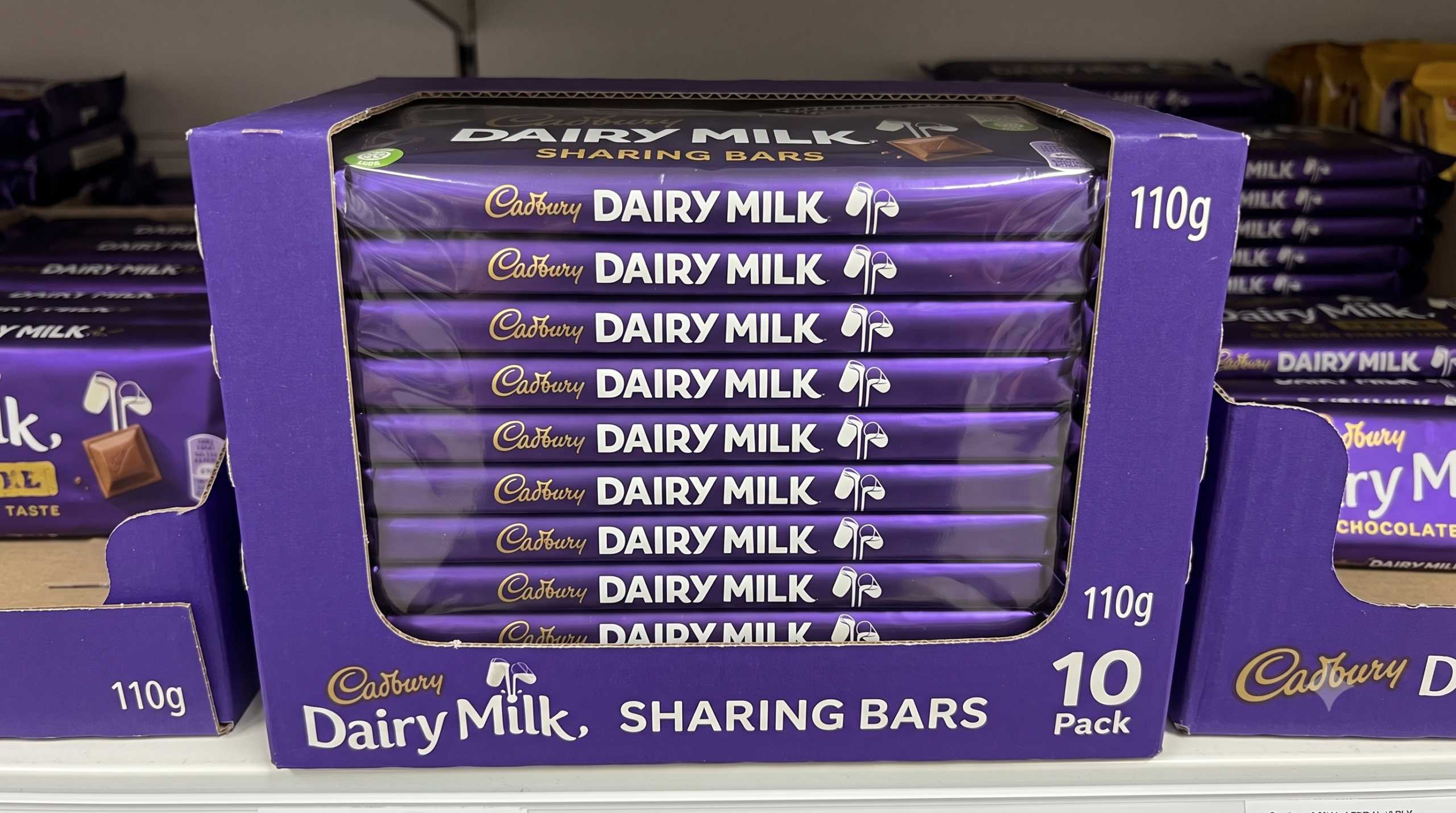 Cadbury Dairy Milk Chocolate Sharing Bars (110g - 10 Pack)